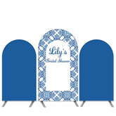 Aperturee Boho Floral Pattern Theme Blue Bridal Shower Arch Backdrop Kit