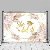 Aperturee - Boho Floral She Did It Grad Photography Backdrop