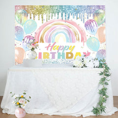 Aperturee - Boho Macaron Color Glitter Balloons Birthday Backdrop