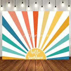 Aperturee - Boho Rainbow Sun Hello Sunshine Birthday Backdrop