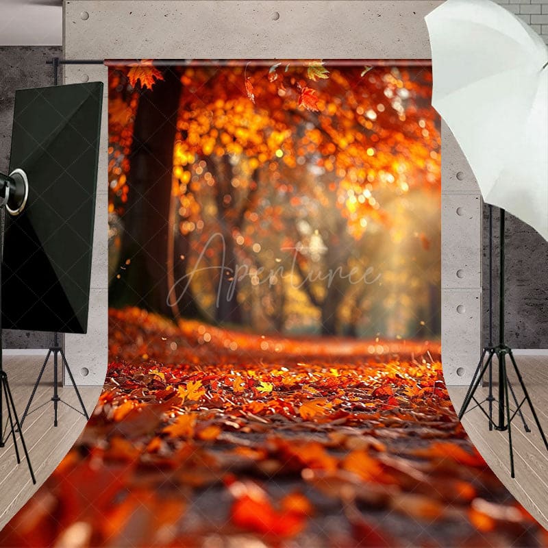 Aperturee - Bokeh Maple Leaf Forest Autumn Photography Backdrop