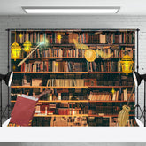 Aperturee - Bookshelf Wand Broom Lights World Book Day Backdrop