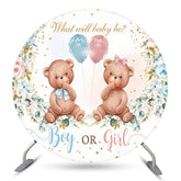 Aperturee Boy Or Girl Blue Pink Bear Floral Gender Reveal Backdrop