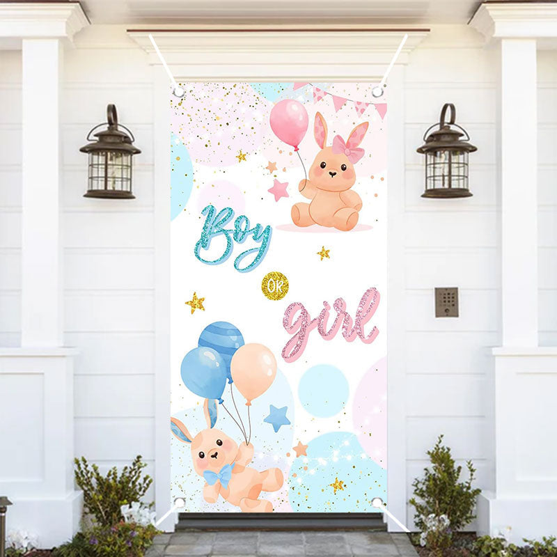 Aperturee - Boy Or Girl Bunny Glitter Baby Shower Door Cover