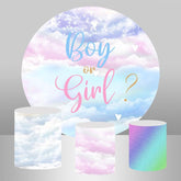 Aperturee Cute Gender Reveal Round Baby Shower Backdrop