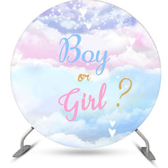 Aperturee - Aperturee Cute Gender Reveal Round Baby Shower Backdrop