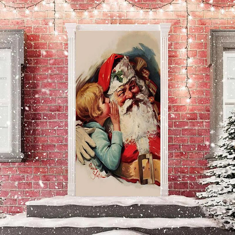 Aperturee - Boy Santa Claus Christmas Door Cover Decoration