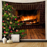 Aperturee - Brick Fireplace Pinetree Bauble Christmas Backdrop