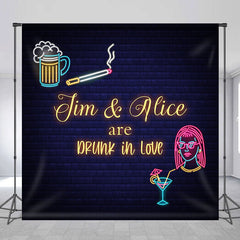 Aperturee - Brick Neon Light Beer Girl Custom Wedding Backdrop