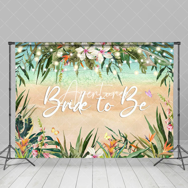 Aperturee - Bride To Be Floral Sand Sea Bridal Shower Backdrop