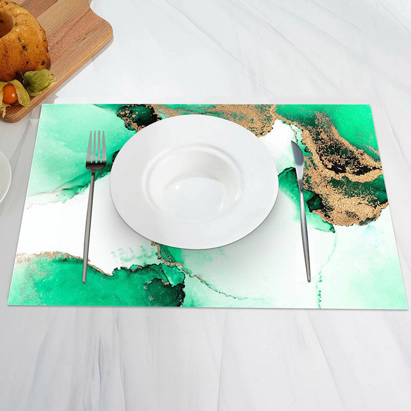 Aperturee - Bright Green Gold Abstract Modern Set Of 4 Placemats