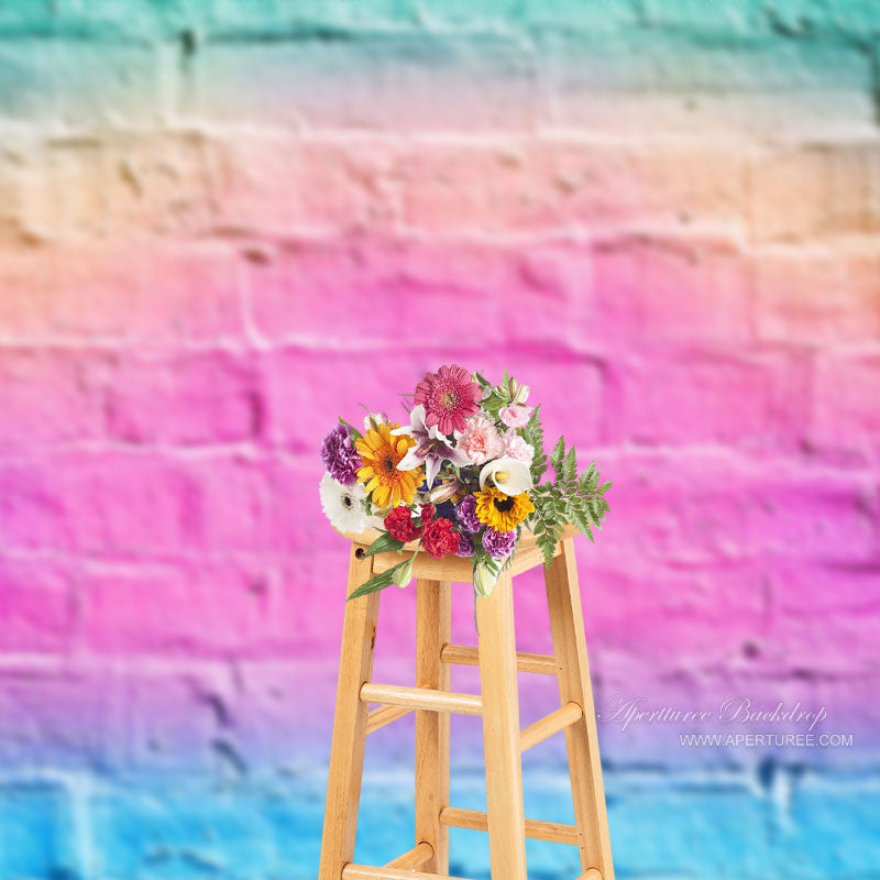 Aperturee - Bright Multicolored Brick Wall Photoshoot Backdrop