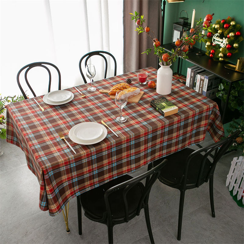 Aperturee - Bright Retro Plaid Gingham Household Dust Tablecloth