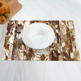 Aperturee - Brown Abstract Butterfly Pattern Set Of 4 Placemats