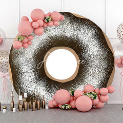Aperturee - Brown Cream Powdered Sugar Doughnut Circle Backdrop