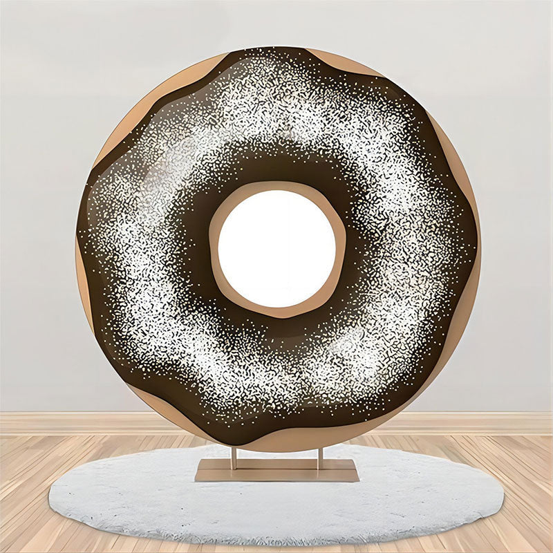 Aperturee - Brown Cream Powdered Sugar Doughnut Circle Backdrop