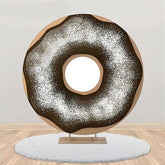 Aperturee - Brown Cream Powdered Sugar Doughnut Circle Backdrop