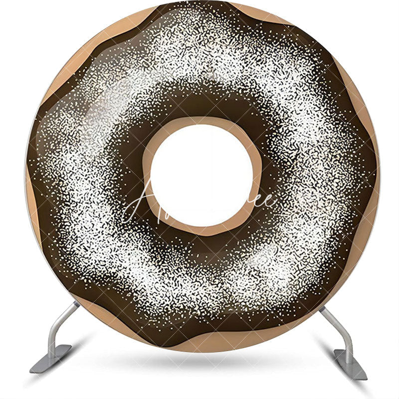 Aperturee - Brown Cream Powdered Sugar Doughnut Circle Backdrop