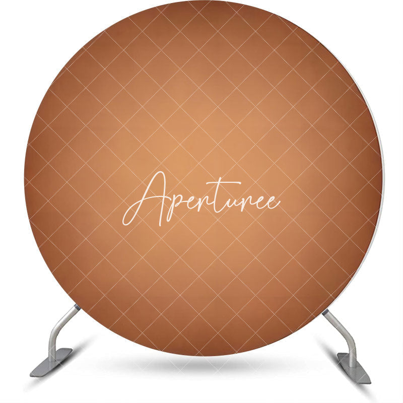 Aperturee - Brown Gradient Simple Round Birthday Party Bakdrop