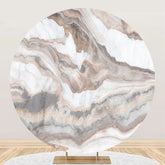 Aperturee - Brown Marble Texture Simple Round Birthday Backdrop