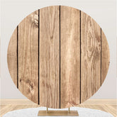 Aperturee Brown Stripe Wooden Circle Happy Birthday Backdrop
