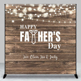 Aperturee - Brown Wood Ball Lights Custom Fathers Day Backdrop