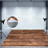 Aperturee - Brown Wooden Board Rubber Floor Mat For Baby Photography