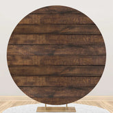 Aperturee - Brown Wooden Texture Simple Round Backdrop For Party