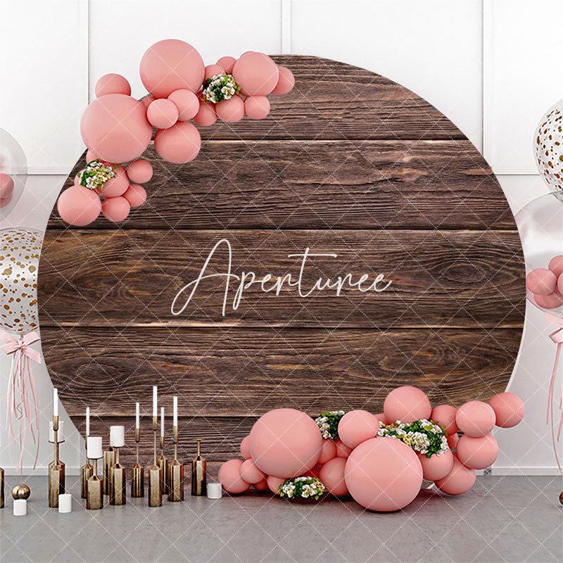 Aperturee - Brown Wooden Textured Floor Simple Circle Backdrop