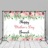 Aperturee - Brunch Pink Rose Green Leaves Happy Mothers Day Backdrop