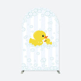 Aperturee - Bubbles Yellow Duck Stripe Baby Shower Arch Backdrop