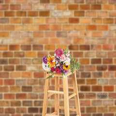 Aperturee - Bucolic Orange Brown Brick Portrait Photo Backdrop
