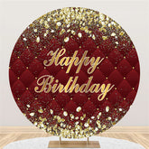 Aperturee Burgundy And Rose Golden Round Happy Birthday Backdrop