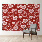 Aperturee - Burgundy Full Of Heart Valentines Day Backdrop