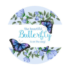 Aperturee - Butterfly Is On The Way Circle Baby Shower Backdrop