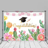 Aperturee - Cactus Floral Flags Congrats Photo Studio Backdrop