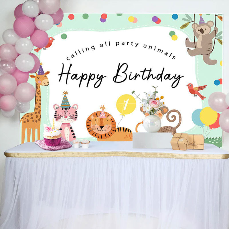 Aperturee - Calling All Party Animal Dot Happy Birthday Backdrop