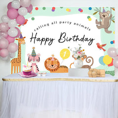 Aperturee - Calling All Party Animal Dot Happy Birthday Backdrop