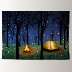 Aperturee - Camping Fireplace Forest Snowy Eve Winter Backdrop