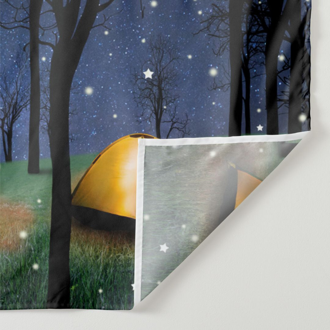 Aperturee - Camping Fireplace Forest Snowy Eve Winter Backdrop