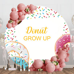 Aperturee - Candy Donut Grow Up White Round Birthday Backdrop