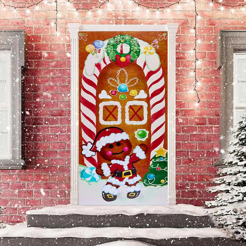 Aperturee - Candy Lollipop Gingerbread Man Christmas Door Cover