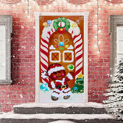 Aperturee - Candy Lollipop Gingerbread Man Christmas Door Cover
