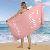 Aperturee - Candy Pink Custom Name Beach Towel for Girl