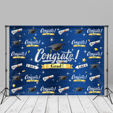 Aperturee - Caps And Stars Dark Blue Congrats Grad Photo Backdrop