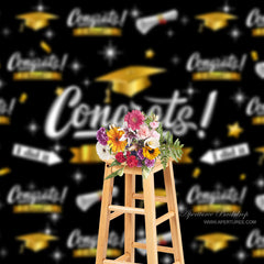 Aperturee - Caps Stars Certificates Black Grad Backdrop For Photo