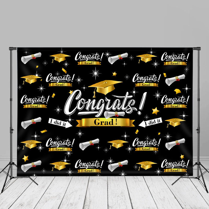 Aperturee - Caps Stars Certificates Black Grad Backdrop For Photo