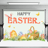 Aperturee - Cartoon Grassland Basket Eggs Happy Easter Backdrop
