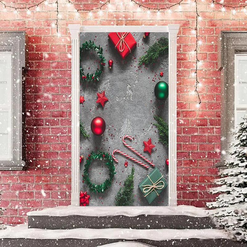 Aperturee - Cement Floor Balls Present Christmas Door Cover