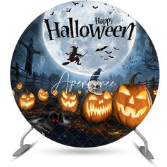 Aperturee - Cemetery Pumpkin Moon Night Happy Halloween Backdrop